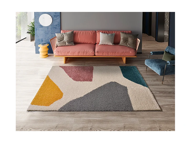 Hochflorteppich - geometrisch shaggy - mehrfarbig - 160x230 cm - ULAI