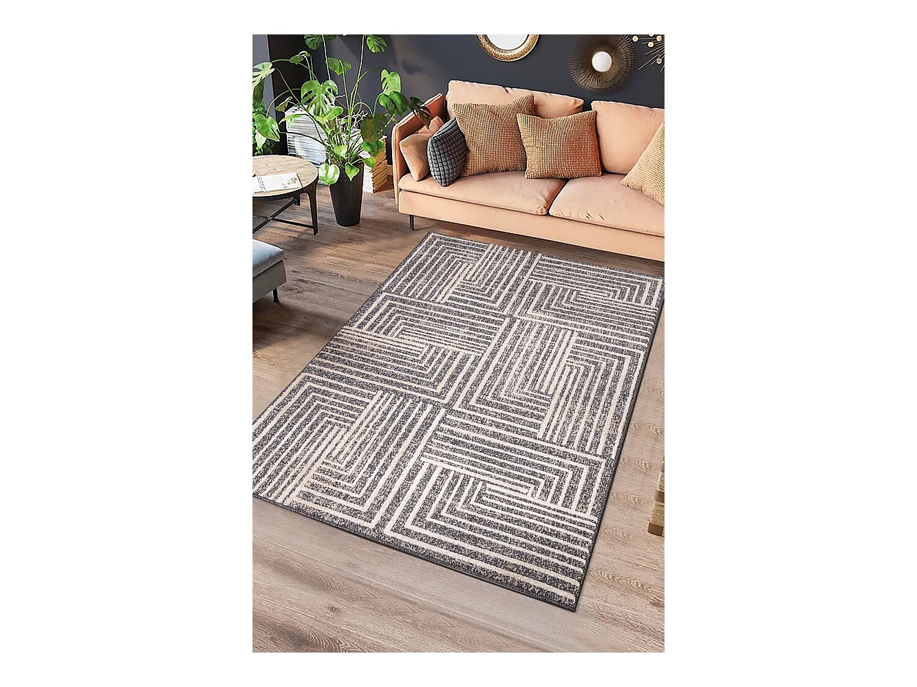 Laagpolig tapijt - geometrisch - grijs - 160x230 cm - PAULA