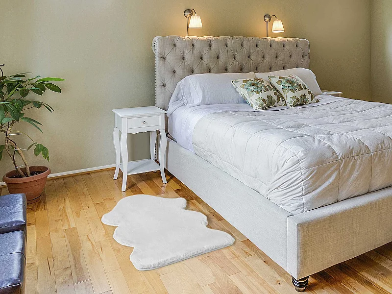 Alfombra interior  - shaggy liso - blanco - 60 x 90 cm - FOX