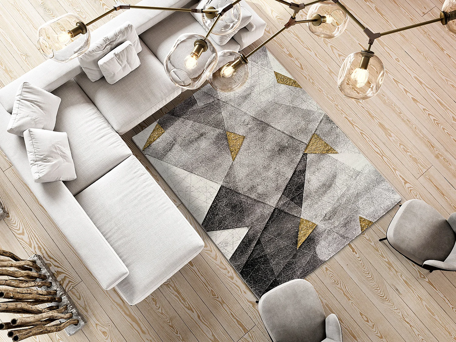 Alfombra interior  - abstracto - gris - 60 x 120 cm - BIANCA