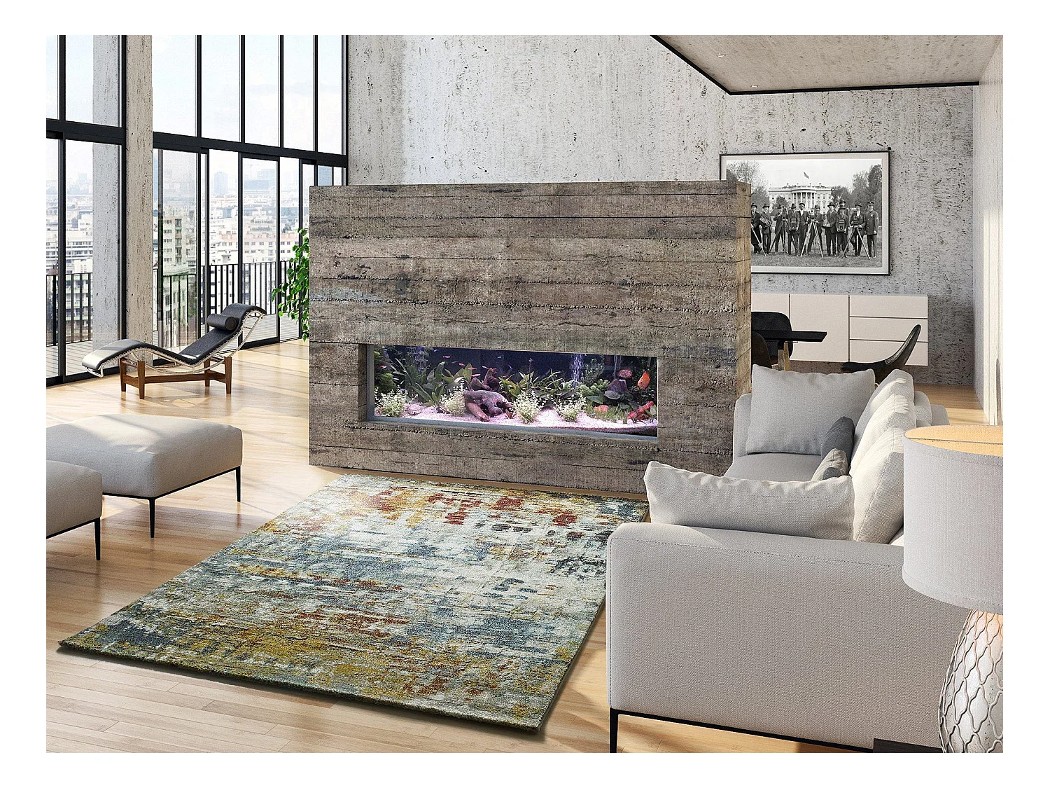 Laagpolig tapijt - abstract - veelkleurig - 60x120 cm - NAIA