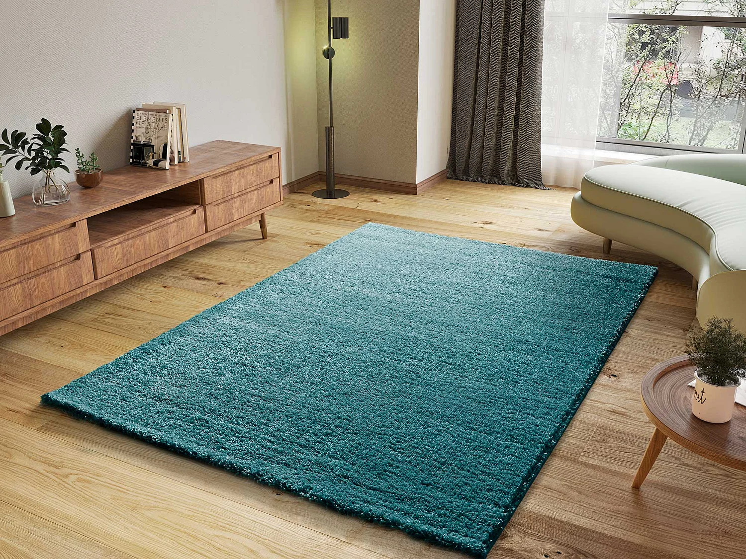 Hoogpolig tapijt - shaggy glad - blauw - 160x230 cm - ATLAS