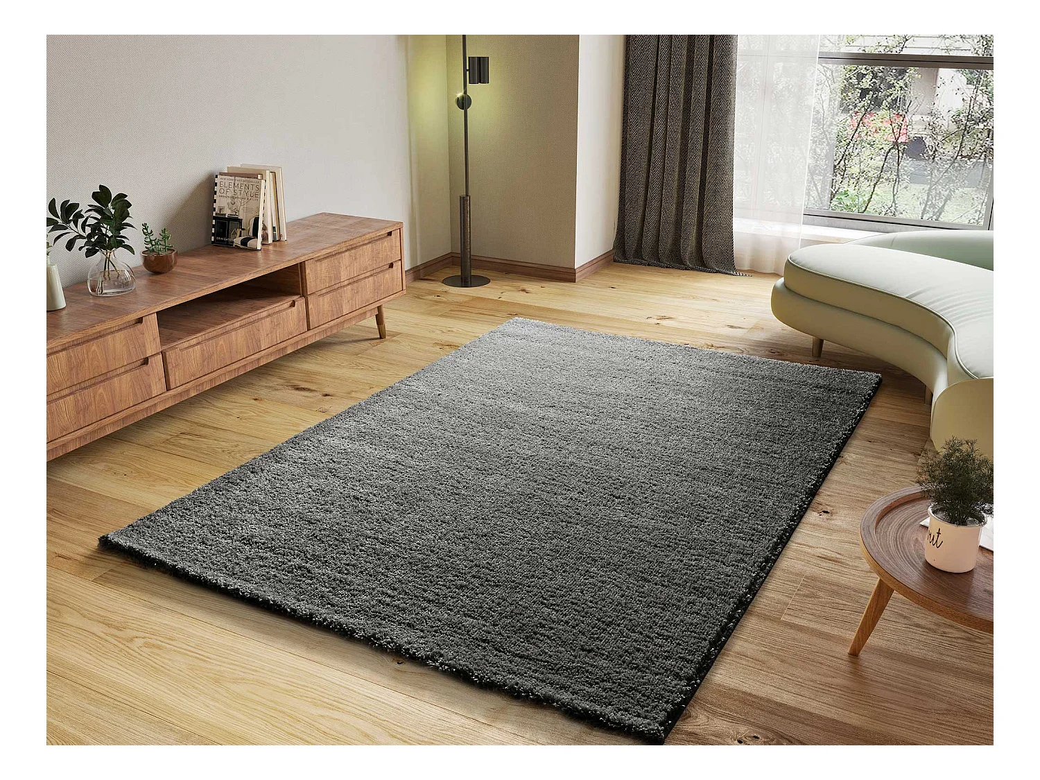 Hochflorteppich - einfarbig shaggy - anthrazit - 160x230 cm - ATLAS