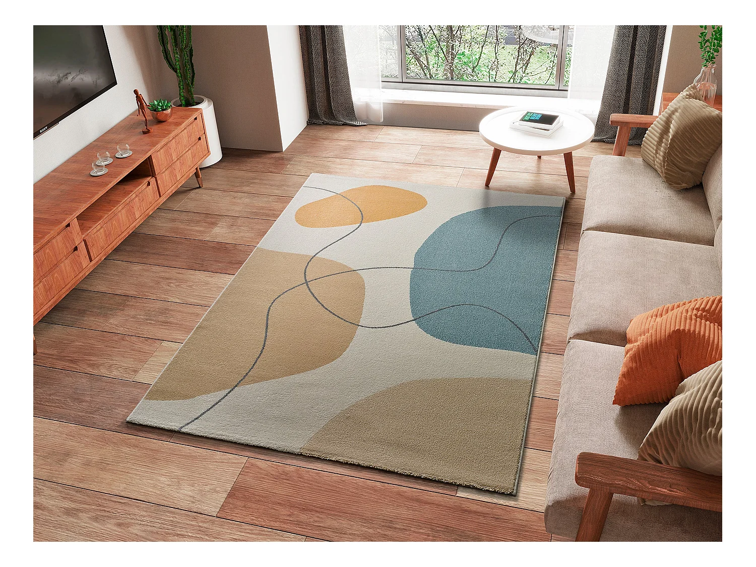 Tapis intérieur - formes organiques - multicolore - 140 x 200 cm - NEW YORK