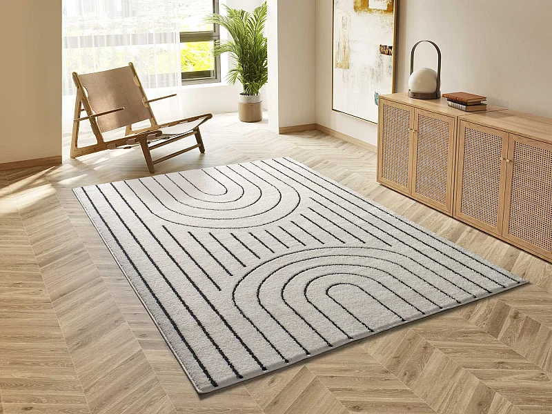 Tapis intérieur - géométrique - blanc - 80 x 150 cm - BLANCHE