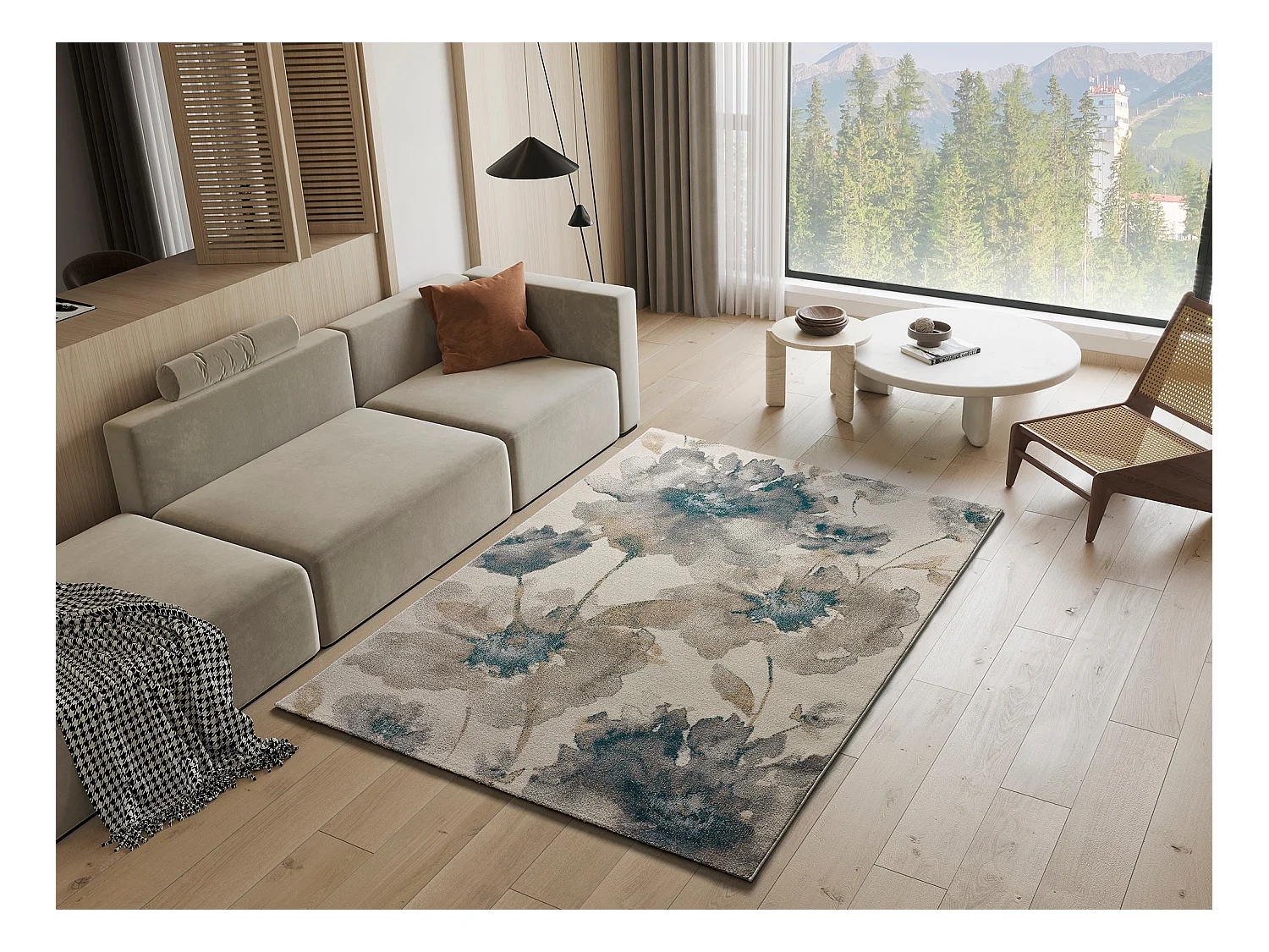 Tapis intérieur - floral - multicolore - 140 x 200 cm - SARA