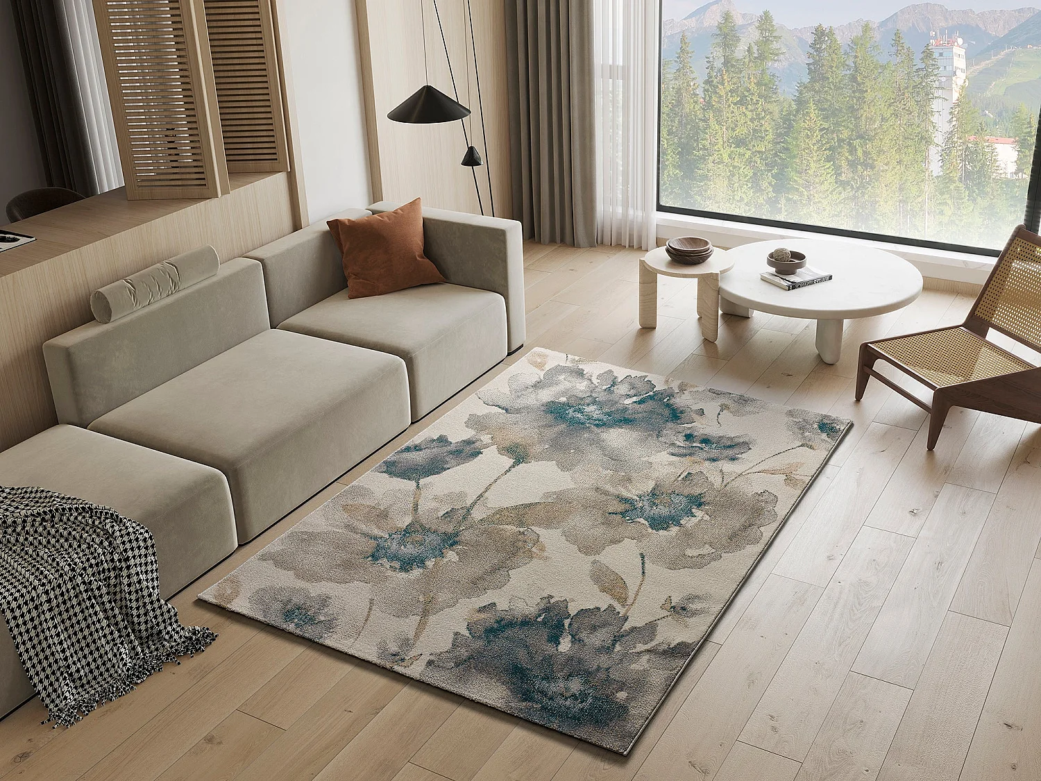 Tapis intérieur - floral - multicolore - 140 x 200 cm - SARA