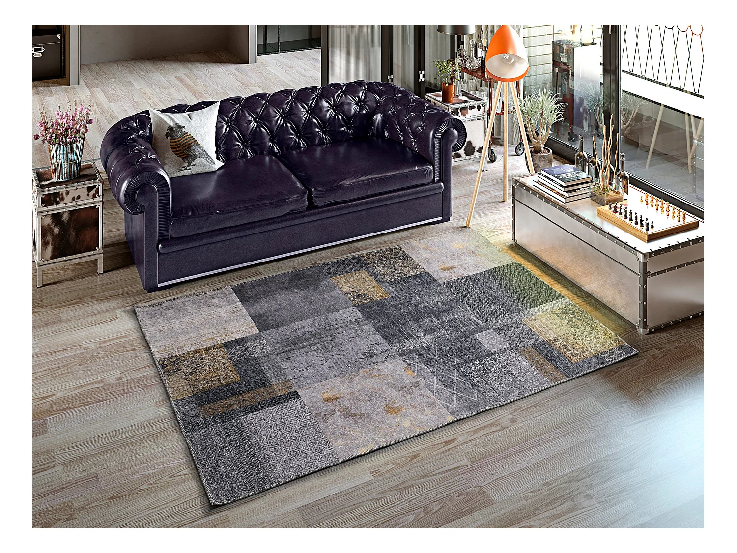 Laagpolig tapijt - abstract - grijs - 160x230 cm - NEILA