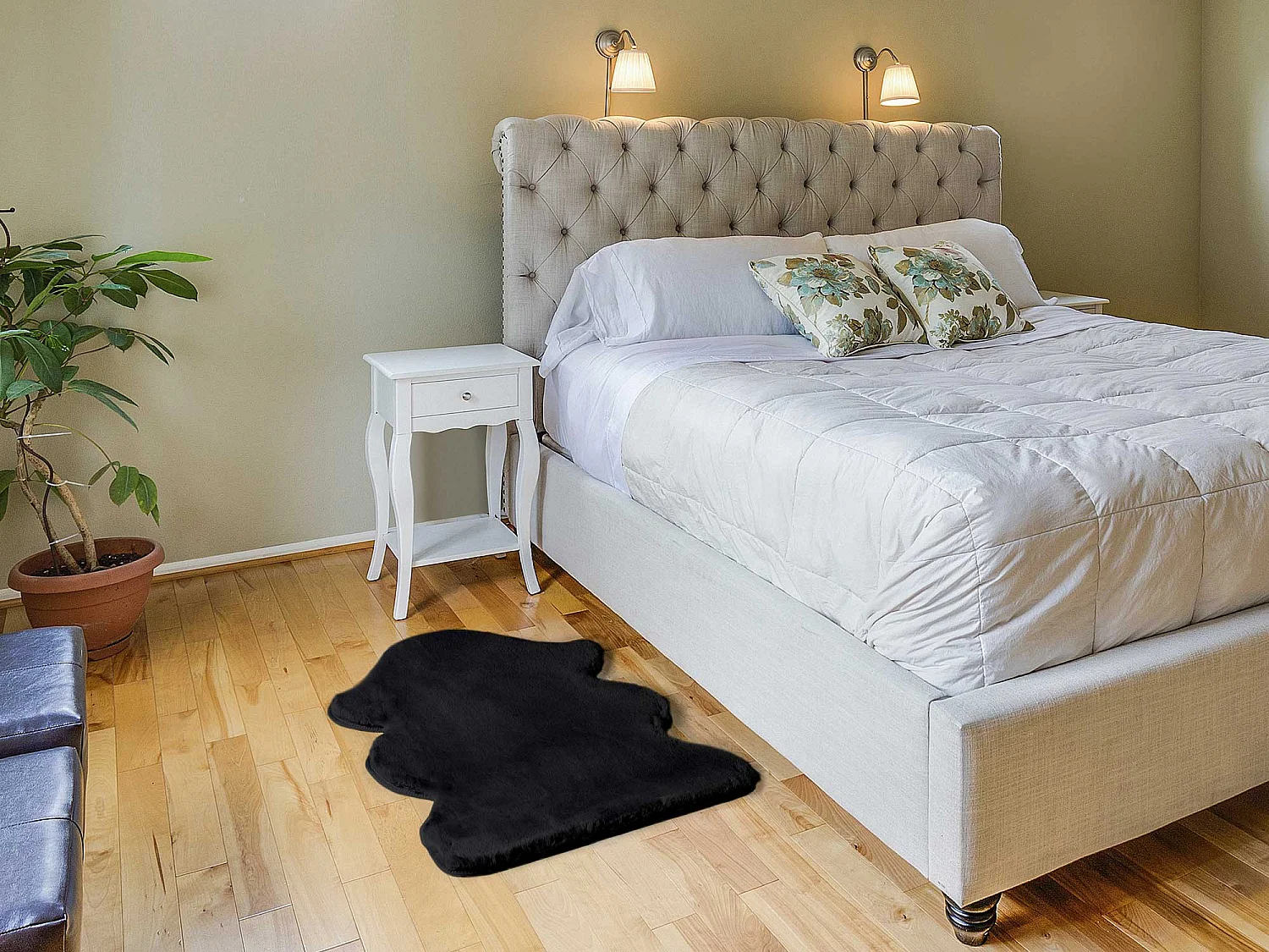 Hochflorteppich - einfarbig shaggy - schwarz - 60x90 cm - FOX