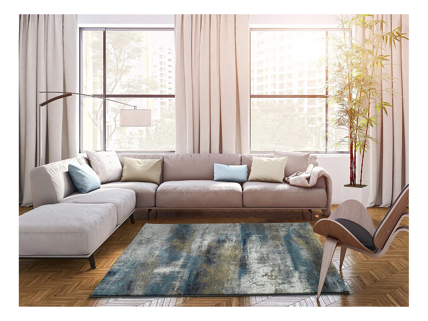 Tapis intérieur - abstrait - multicolore - 140 x 200 cm - KALIA