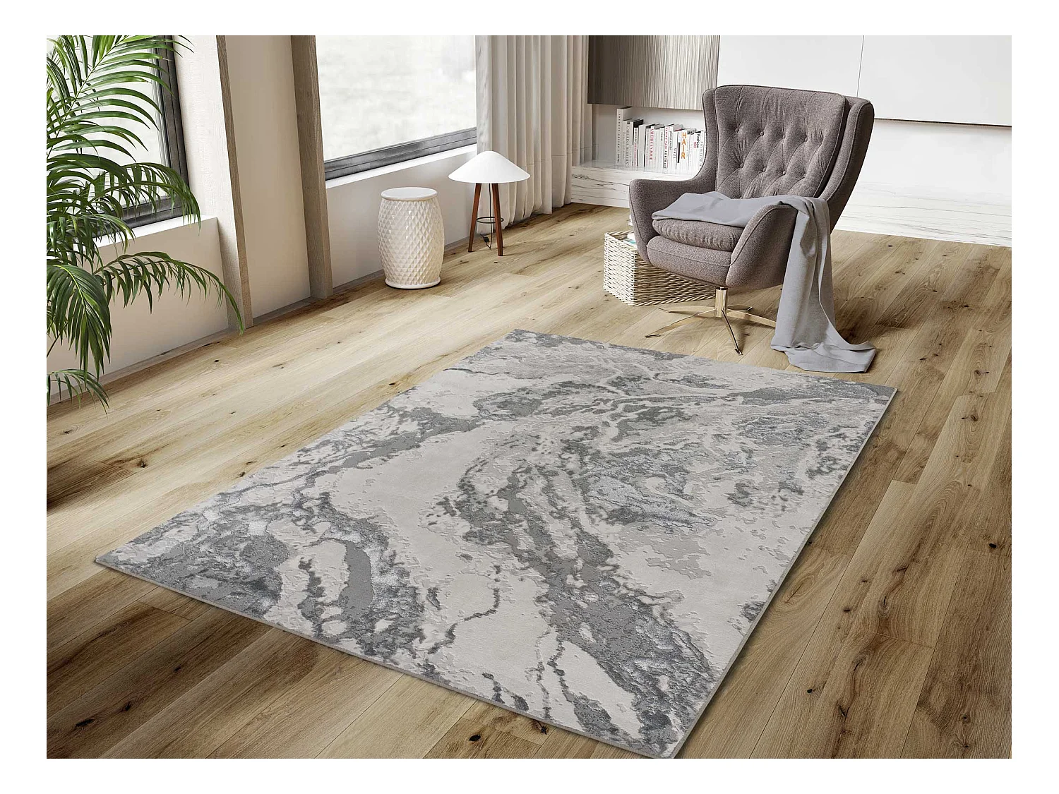 Laagpolig tapijt - abstract - grijs - 160x230 cm - AGATA