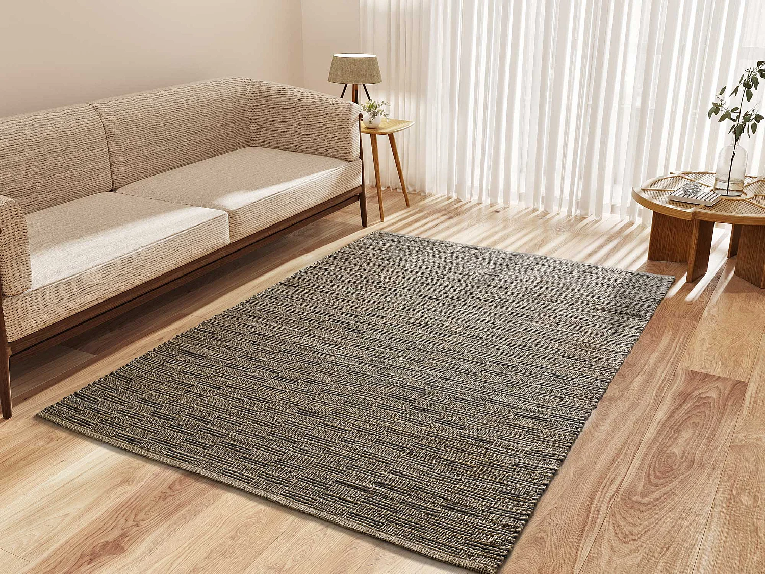 Kurzflorteppiche - natürlich - braun - 120x170 cm - POONA