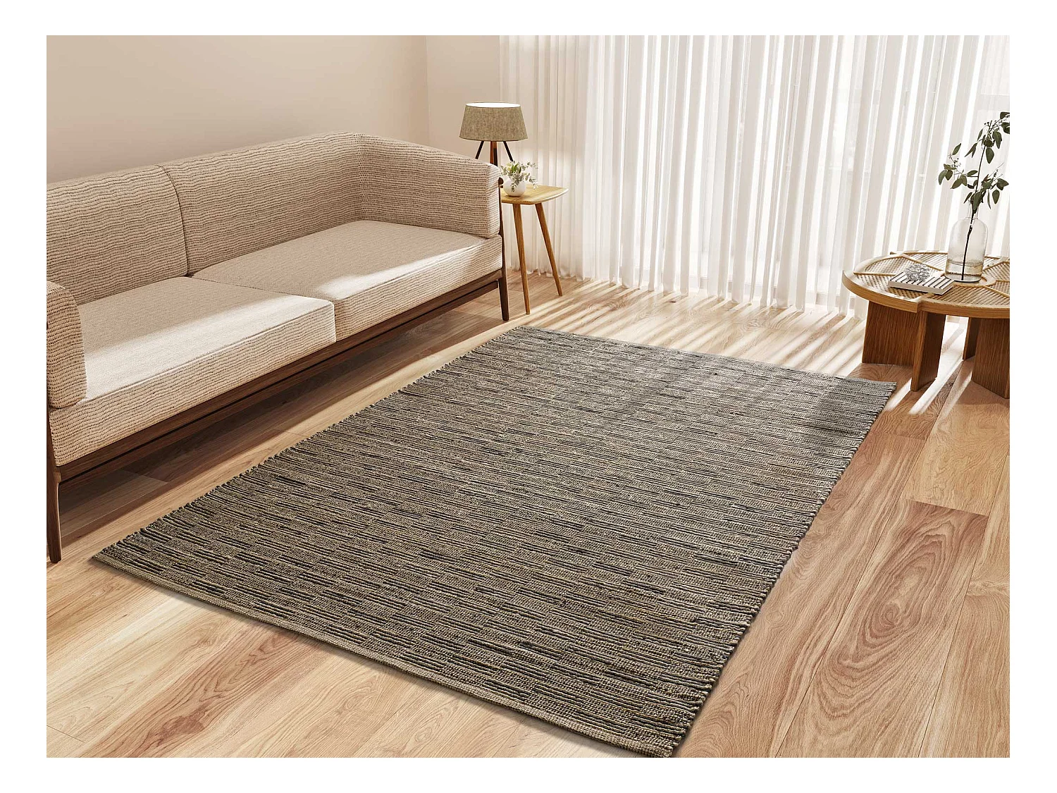 Laagpolig tapijt - natuurlijk - bruin - 120x170 cm - POONA