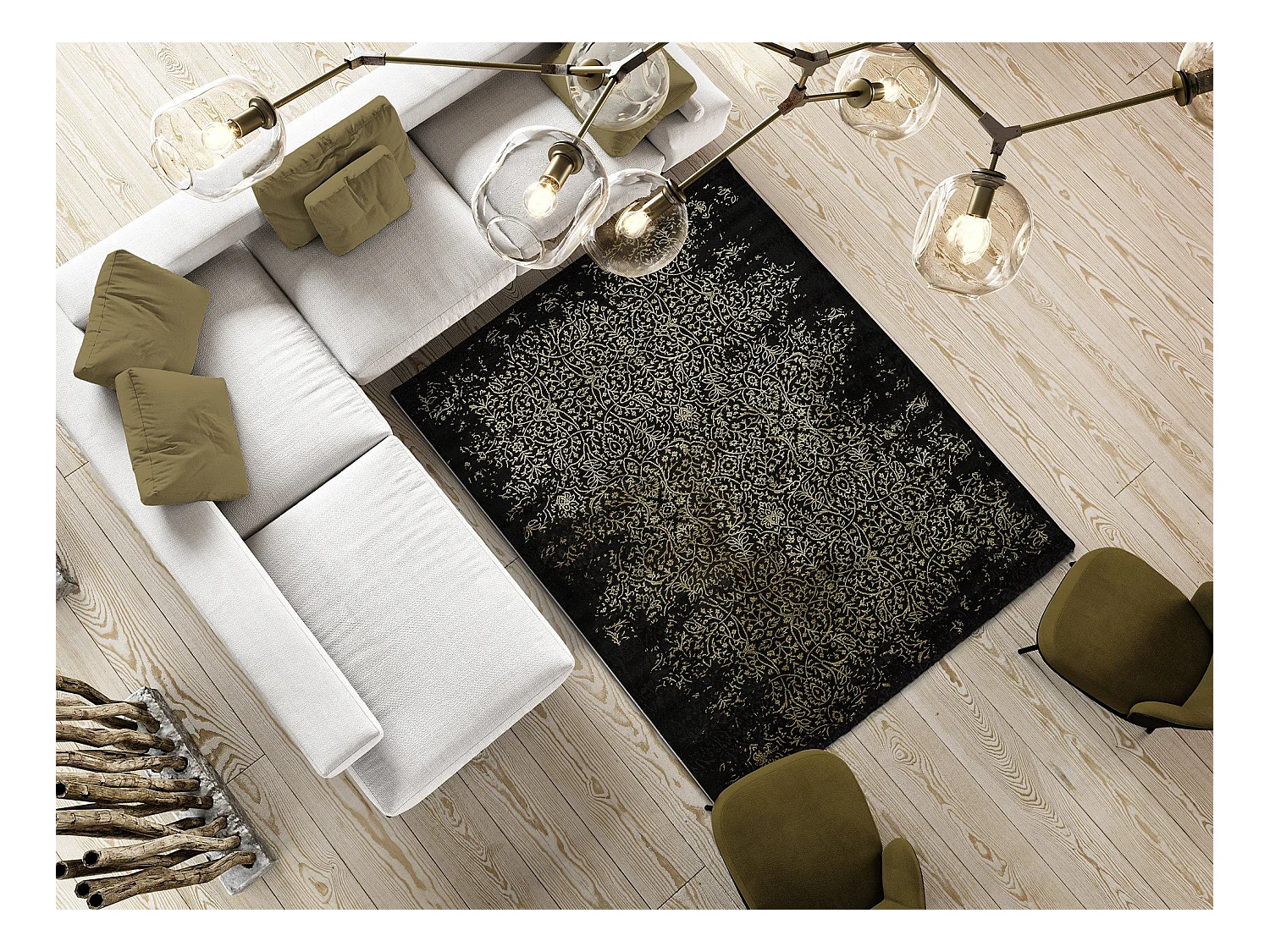 Tapis intérieur - abstrait - noir - 160 x 230 cm - GOLD