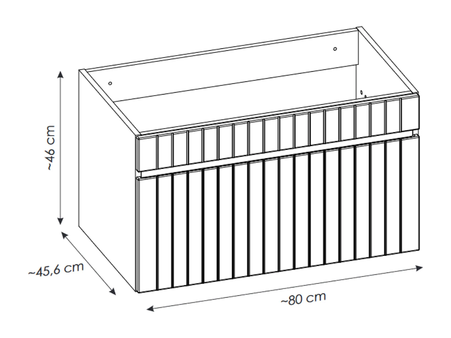 Meuble de salle de bain suspendu strié blanc avec vasque ronde à poser - 80 cm - SATARA