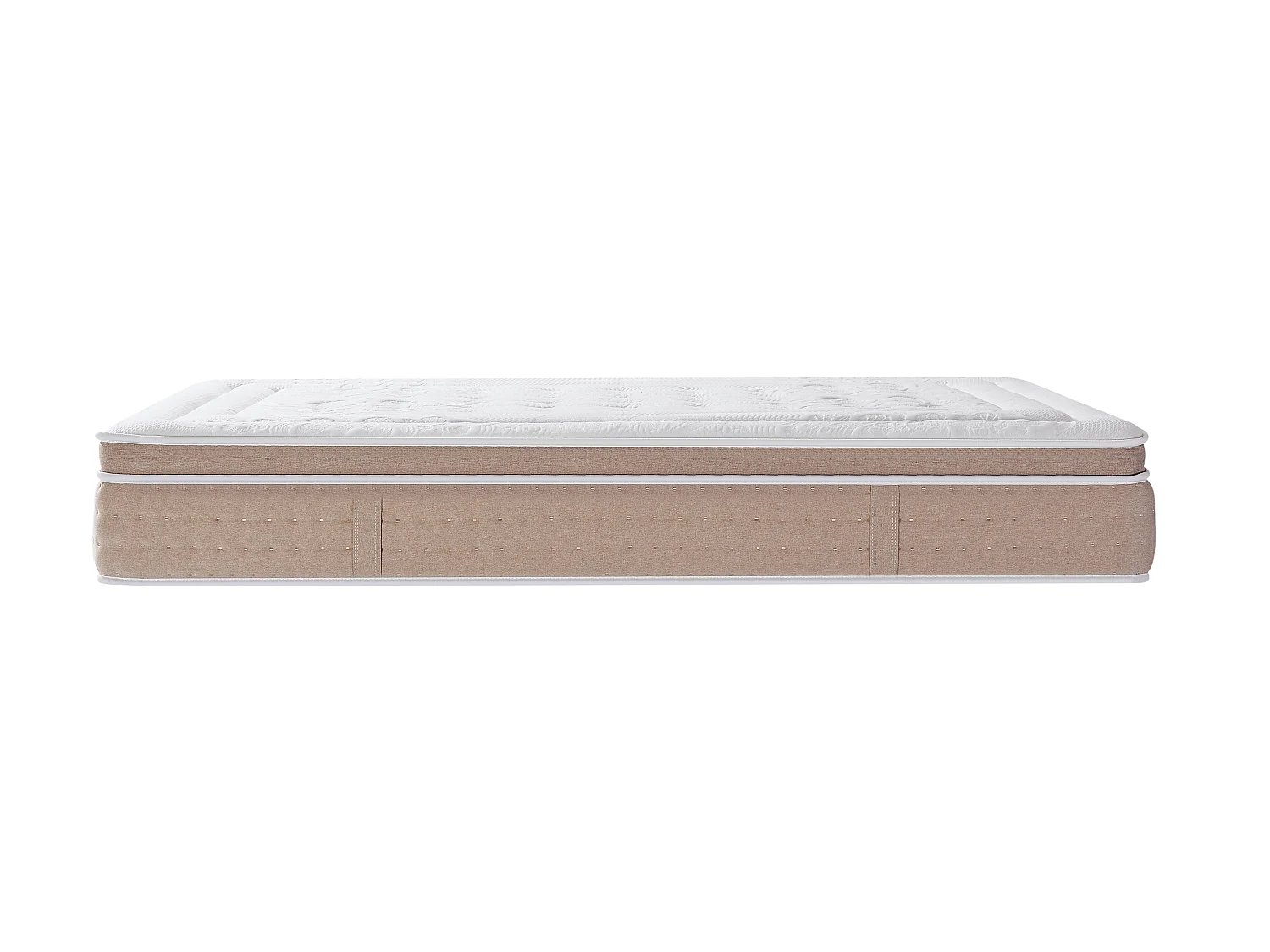 Conjunto de canapé abatible de 140 x 190 cm natural claro + colchón híbrido de muelles ensacados de 7 zonas y gel con memoria de forma refrescante esp.30cm - NAZILI de YSMÉE