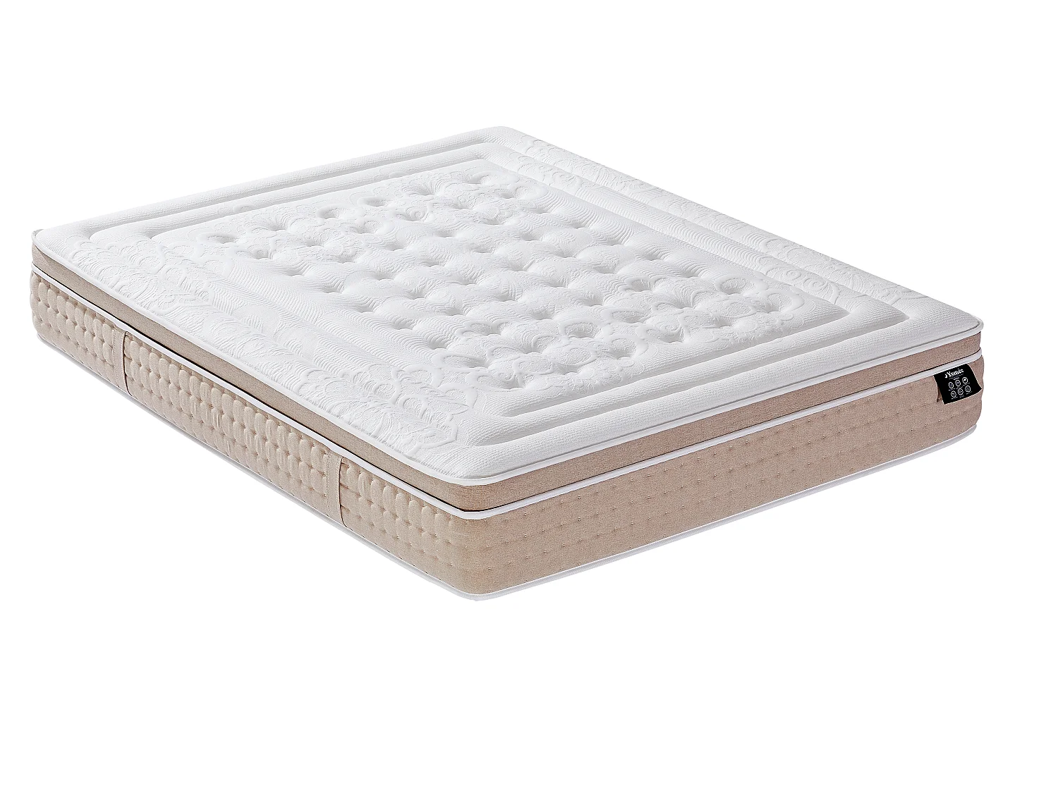 Ensemble 140 x 190 cm sommier coffre naturel clair + matelas hybride ressorts ensachés 7 zones et gel à mémoire de forme rafraichissant ép.30cm - NAZILI de YSMÉE