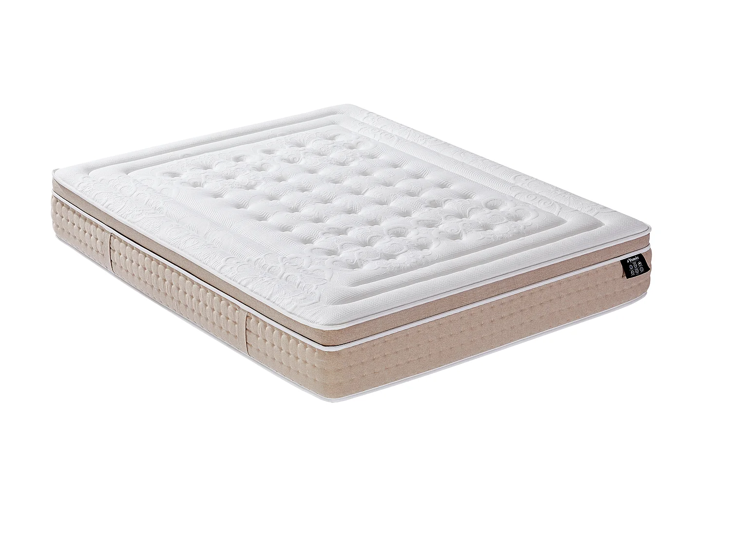 Conjunto de canapé abatible blanco + colchón híbrido de muelles ensacados 7 zonas y gel de memoria refrescante de 30 cm de grosor - NAZILI de YSMÉE