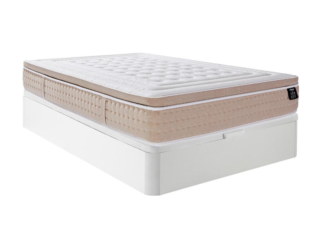 Set aus Bettgestell mit Bettkasten + Matratze - 160 x 200 cm - Hybridmatrat günstig online kaufen