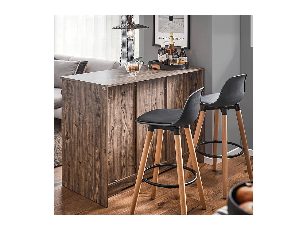 SoBuy KNL08-N Ilot Central Mange-Debout Placard de Cuisine Buffet de Rangement Multi-rangements avec 1 Porte de Grange, Porte-Bouteilles, 3 Tiroirs
