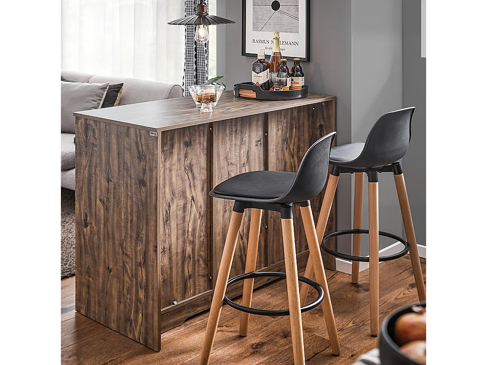 SoBuy KNL08-N Ilot Central Mange-Debout Placard de Cuisine Buffet de Rangement Multi-rangements avec 1 Porte de Grange, Porte-Bouteilles, 3 Tiroirs