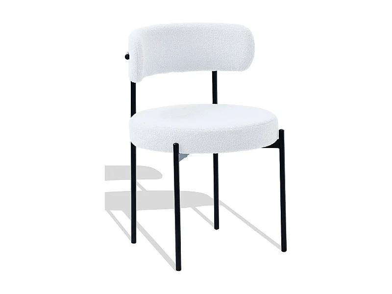 Chaise en velours pelucheux - Lennin - Blanc