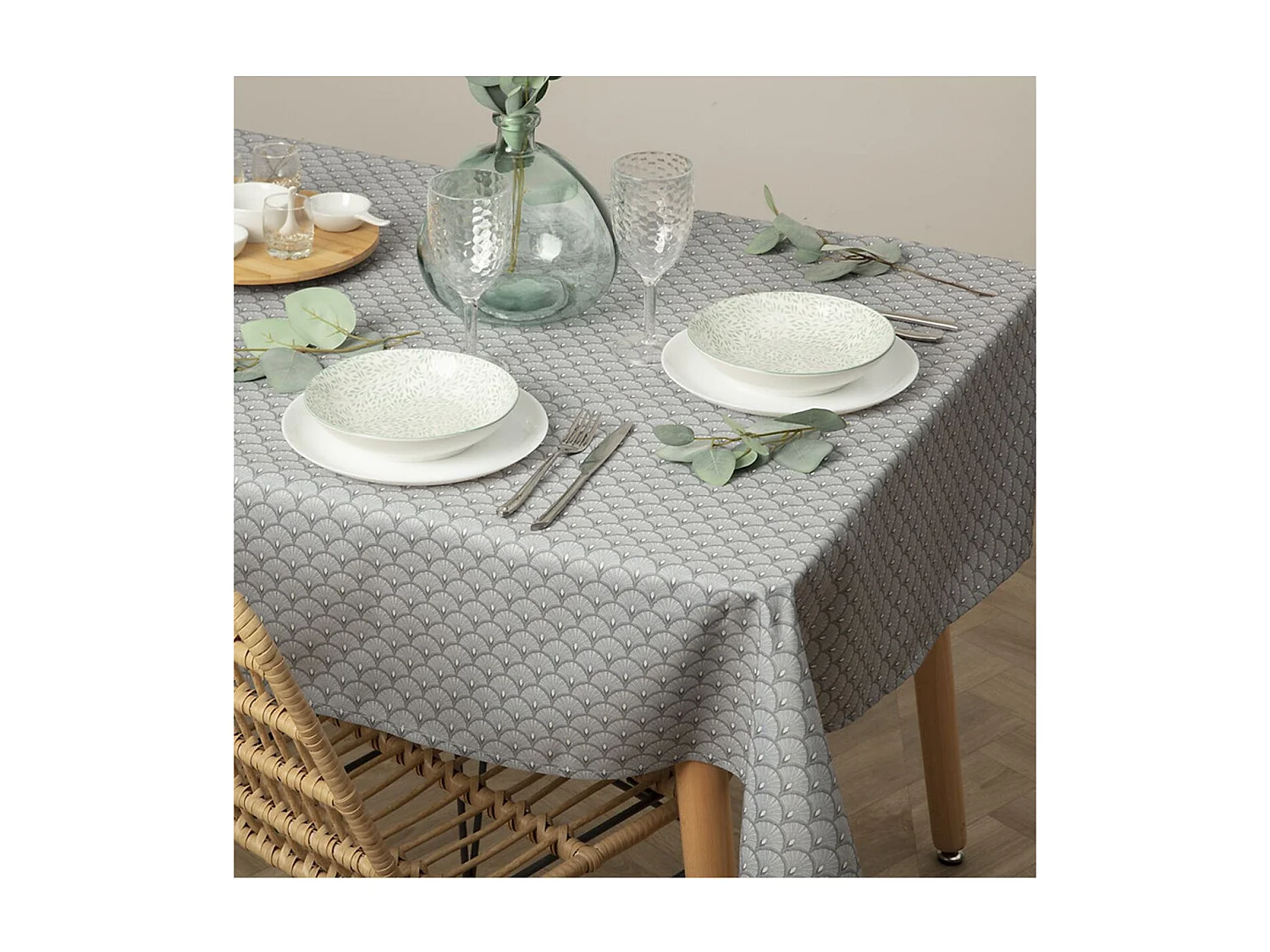 Nappe Antitache Imprimée "Thais" 150x300cm Vert