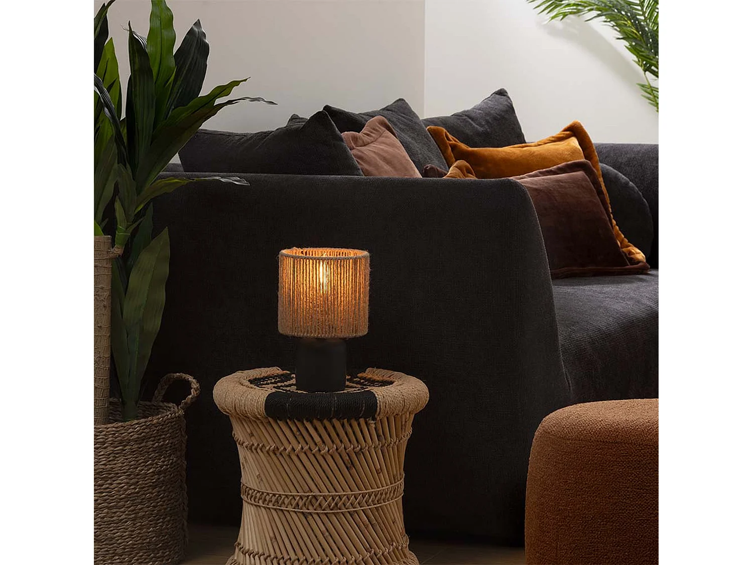 Zylindrische Tischlampe im Boho-Stil 16 x 16 x 24 cm