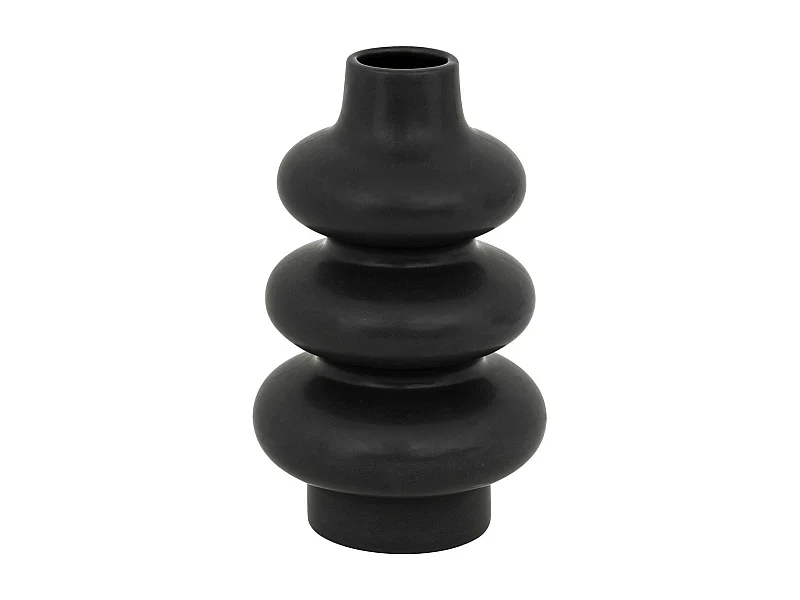 Vase forme spirale en céramique mat Noir H 25 cm