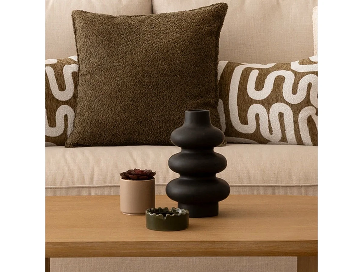 Vase forme spirale en céramique mat Noir H 25 cm