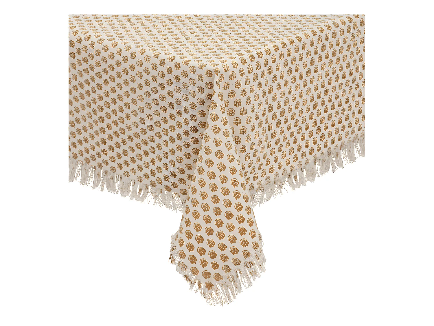 Nappe en coton Beige et Cannelle 150 x 250 cm
