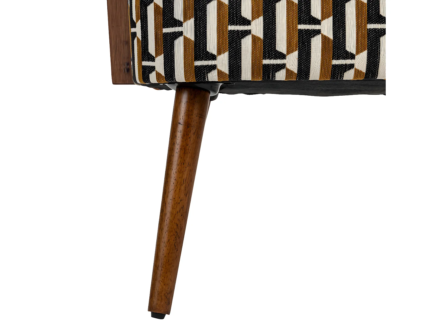 Fauteuil à accoudoirs en Bois et tissu chenille Noir, Jaune ocre et Blanc