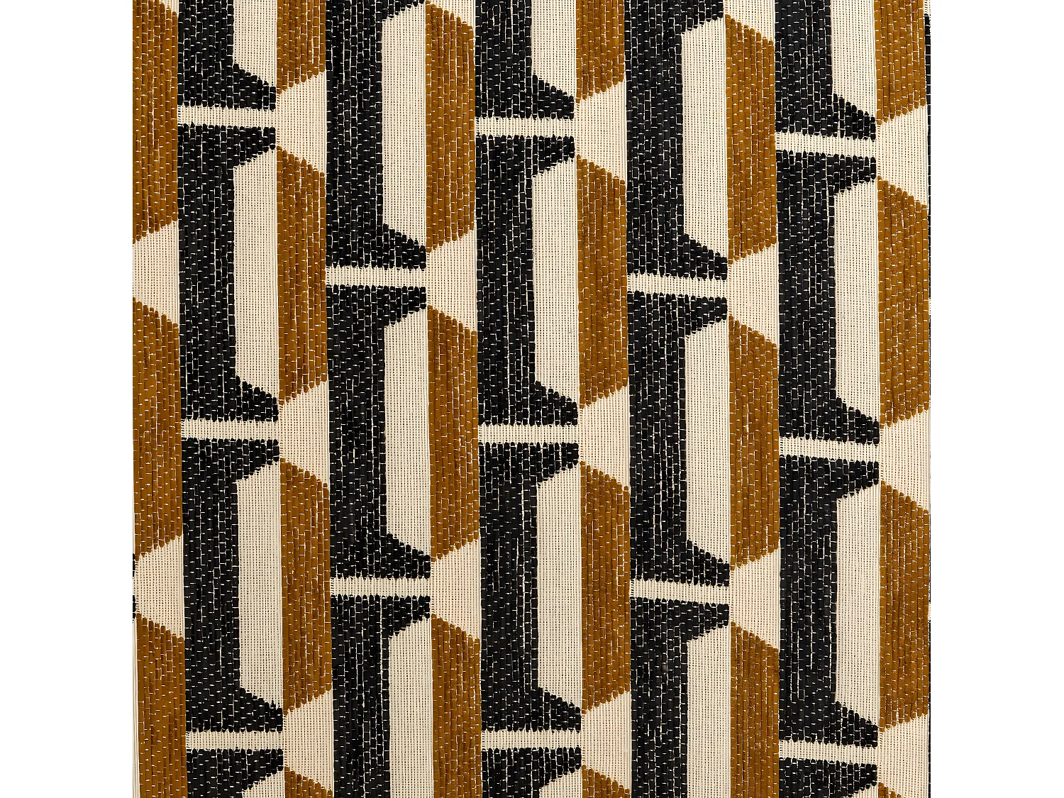 Fauteuil à accoudoirs en Bois et tissu chenille Noir, Jaune ocre et Blanc