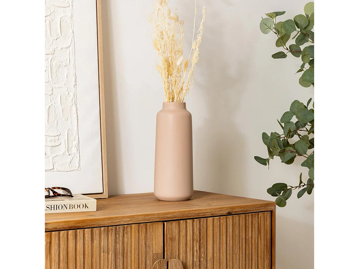 Vase haut en céramique mat Rose antique H 30 cm