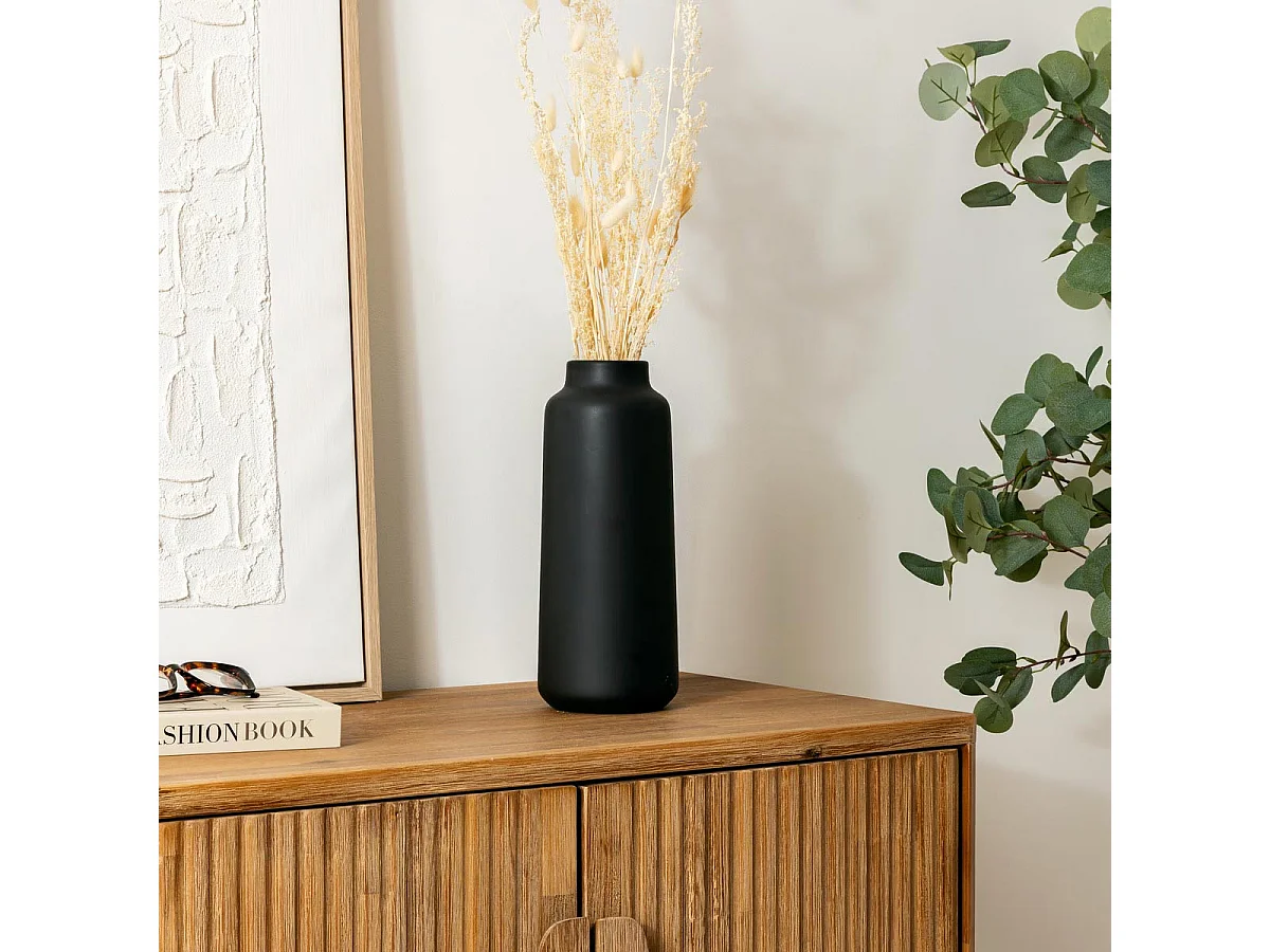 Vase haut en céramique mat Noir H 30 cm