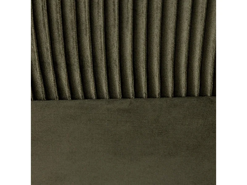 Fauteuil en Velours Vert Kaki plissé et pieds en métal noir