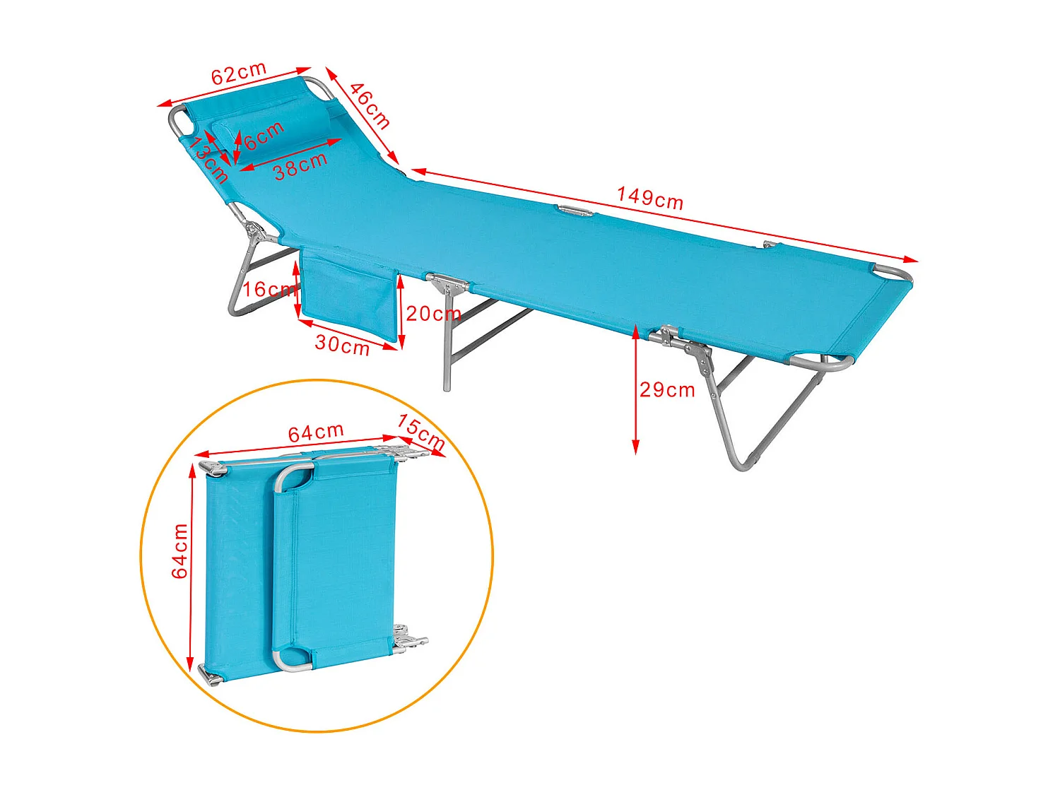 Tumbona inclinable de Acero Plegable con Almohada Playa Piscina Jardín Mecedora OGS35-B  SoBuy ES