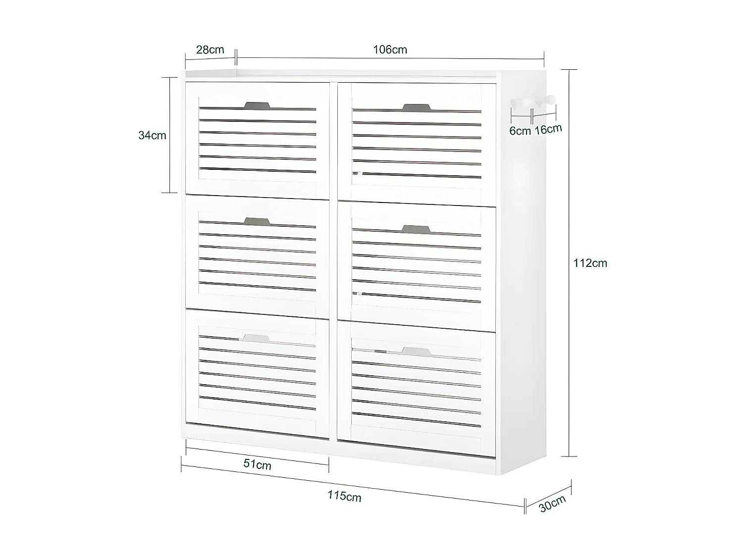 Zapatero con 6 Solapas y 2 Ganchos SoBuy FSR145-W