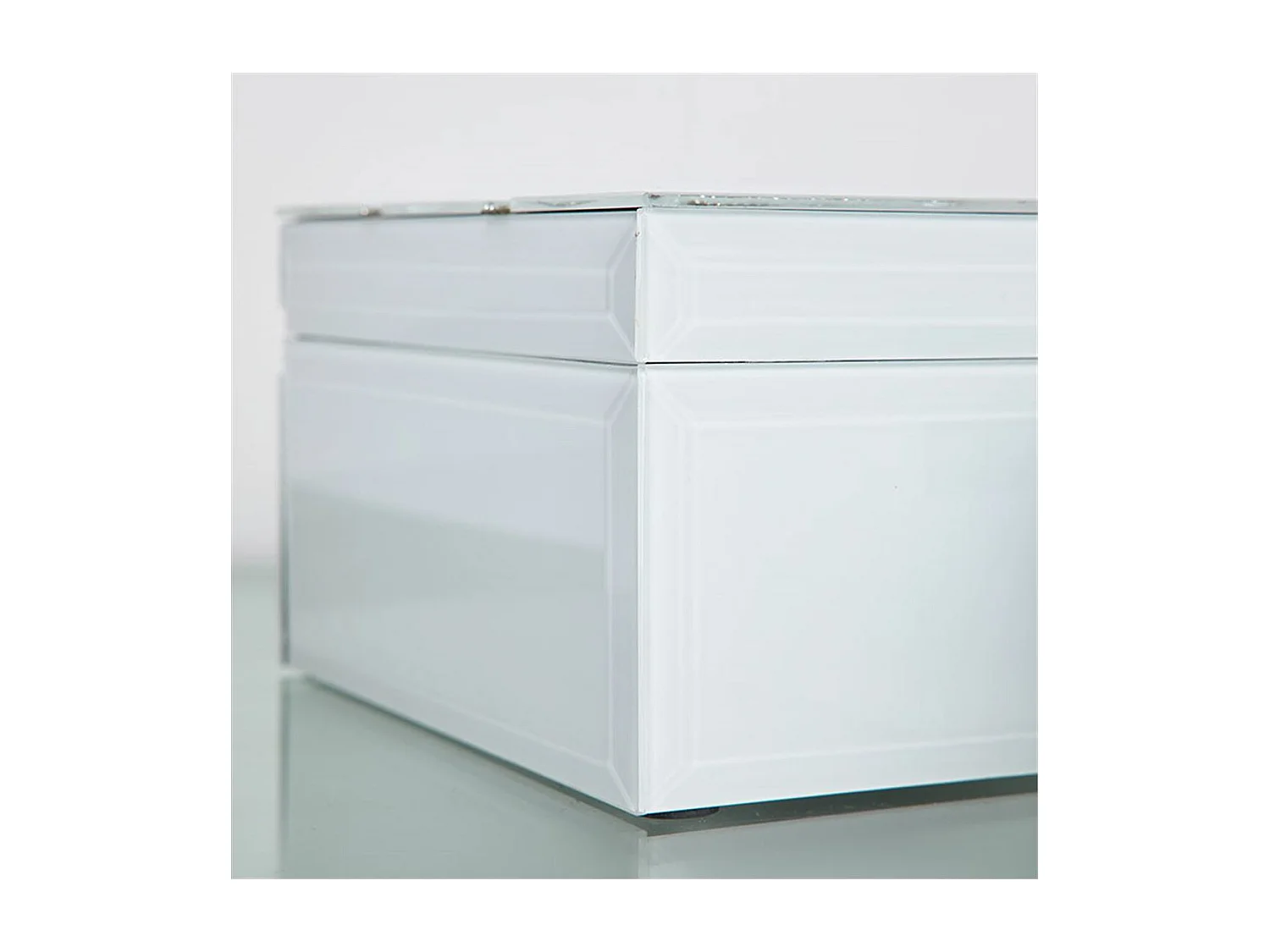 Juego de 2 cajas de cristal blanco con tapa decorada en cuadrados de brillantes lucca