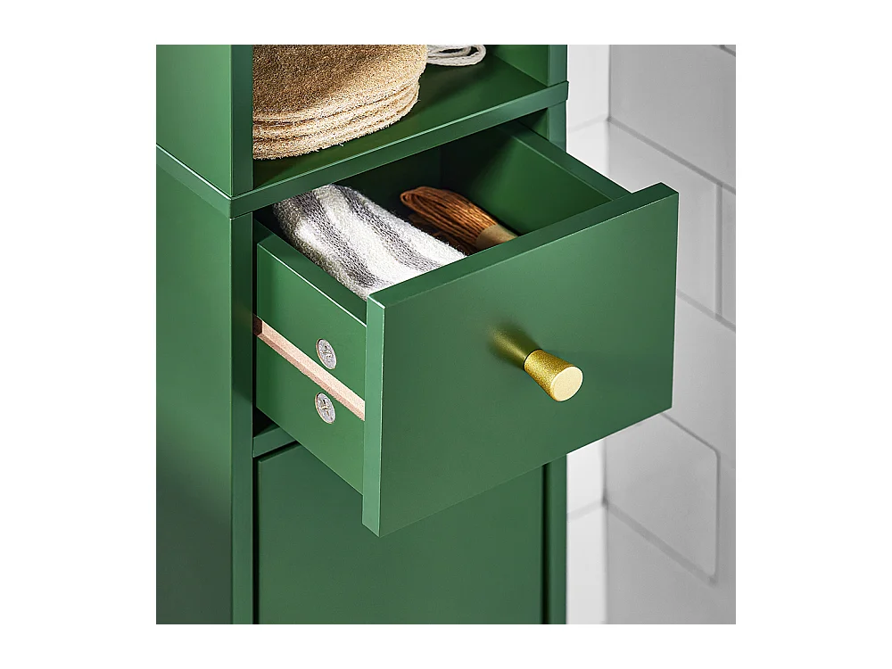 SoBuy Meuble de Rangement Salle d Bain Meuble Colonne Armoire de Toilette Meuble WC L20xP20xH180cm, Vert, BZR34-SY