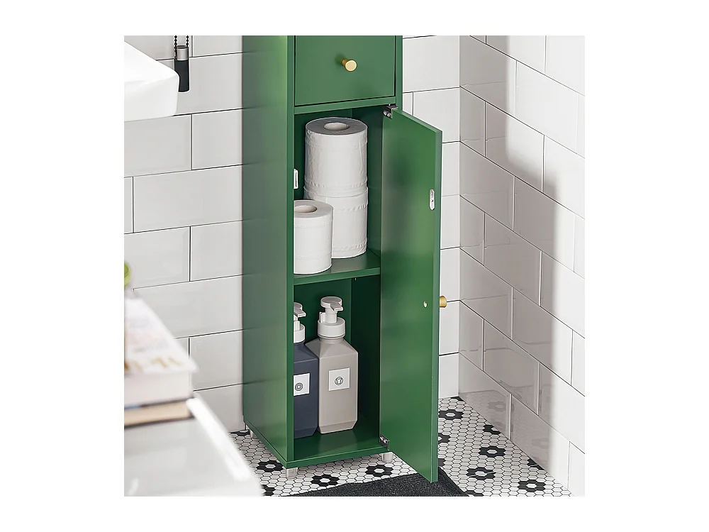 SoBuy Meuble de Rangement Salle d Bain Meuble Colonne Armoire de Toilette Meuble WC L20xP20xH180cm, Vert, BZR34-SY