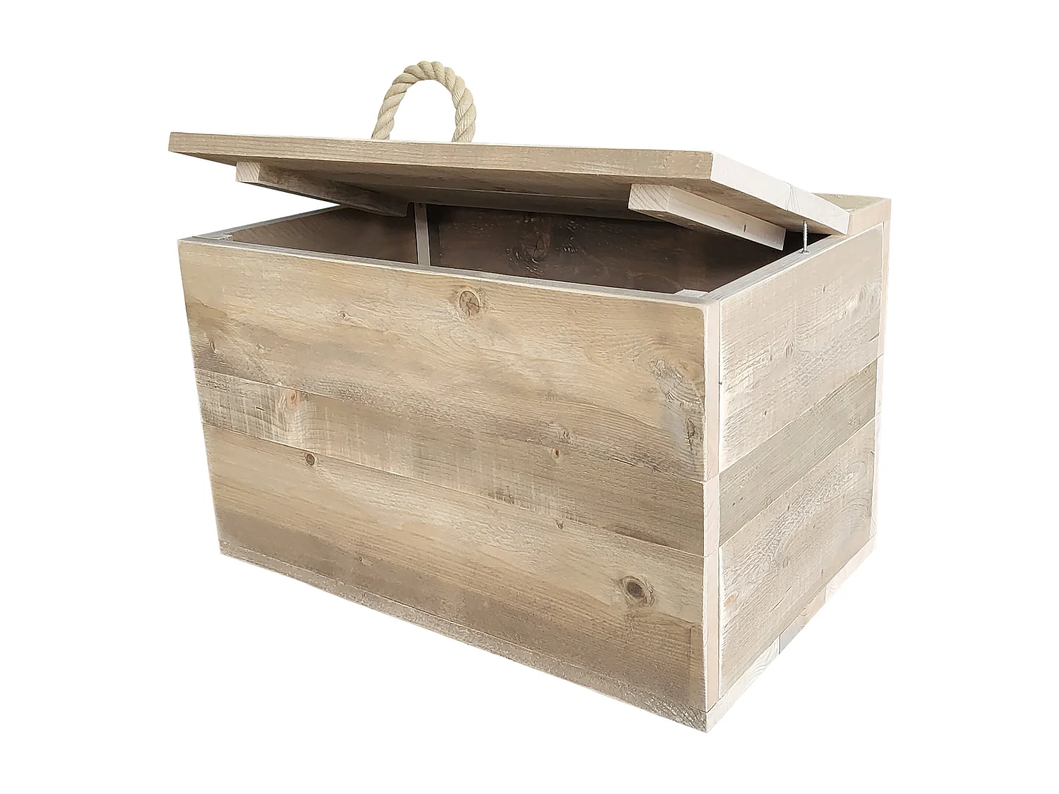 Wood4you - Coffre à jouets Poignée en corde - 80Lx50Hx50P cm