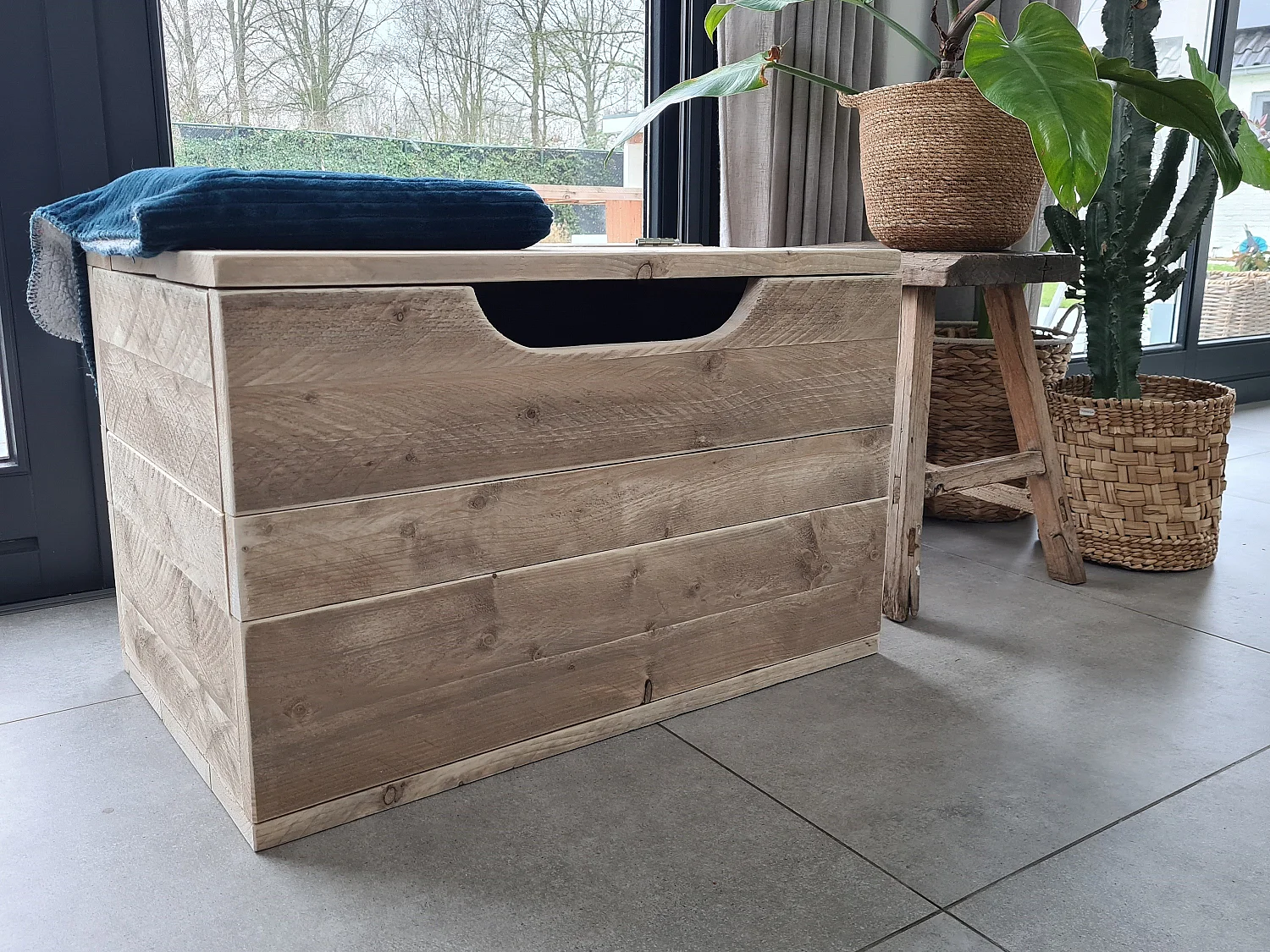 Wood4you - Coffre à jouets - Kick Echafaudage bois - 80Lx50Hx50D cm