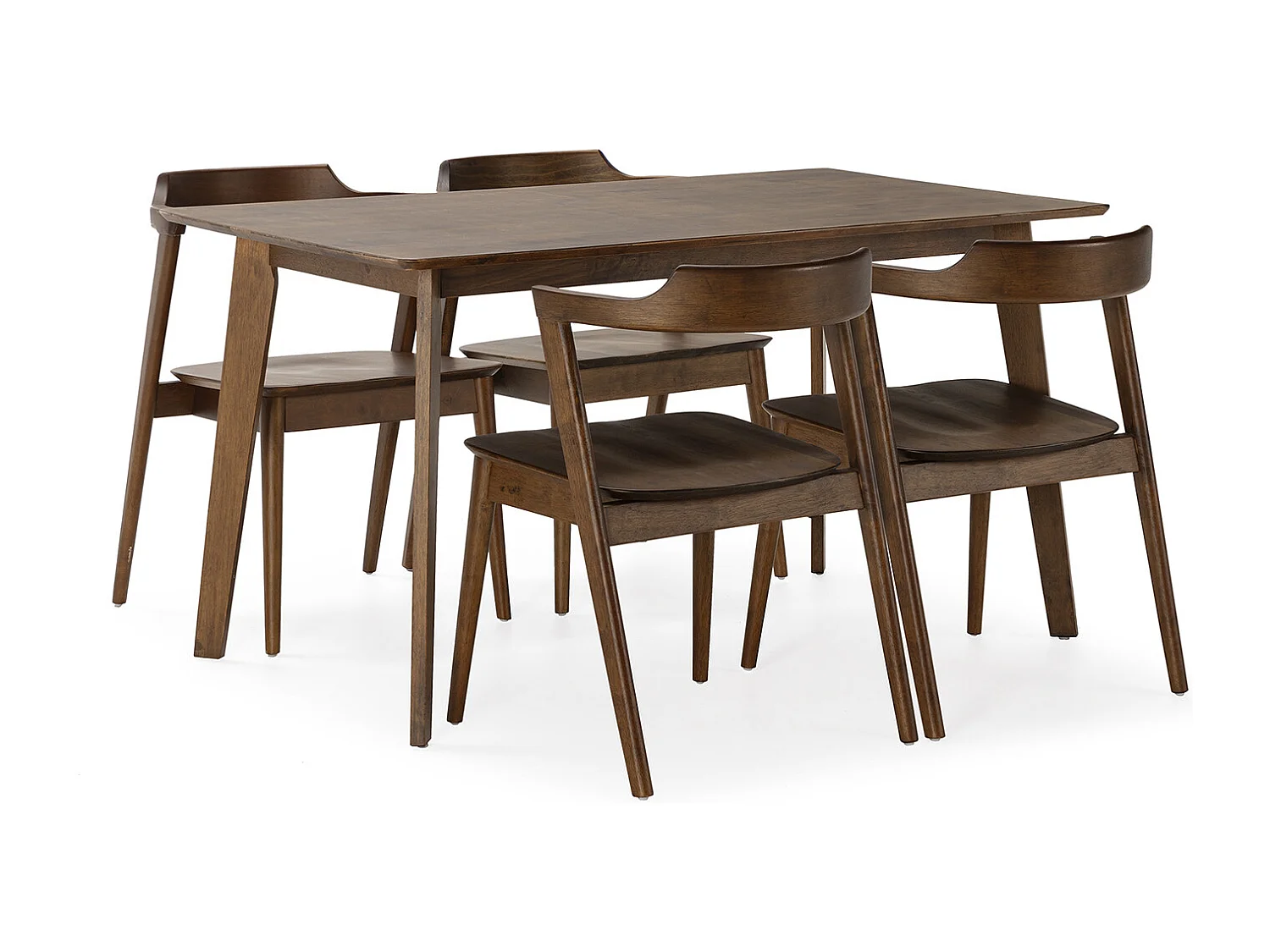 Juego de mesa 140x80 cm y 4 sillas de comedor Venus color Nogal