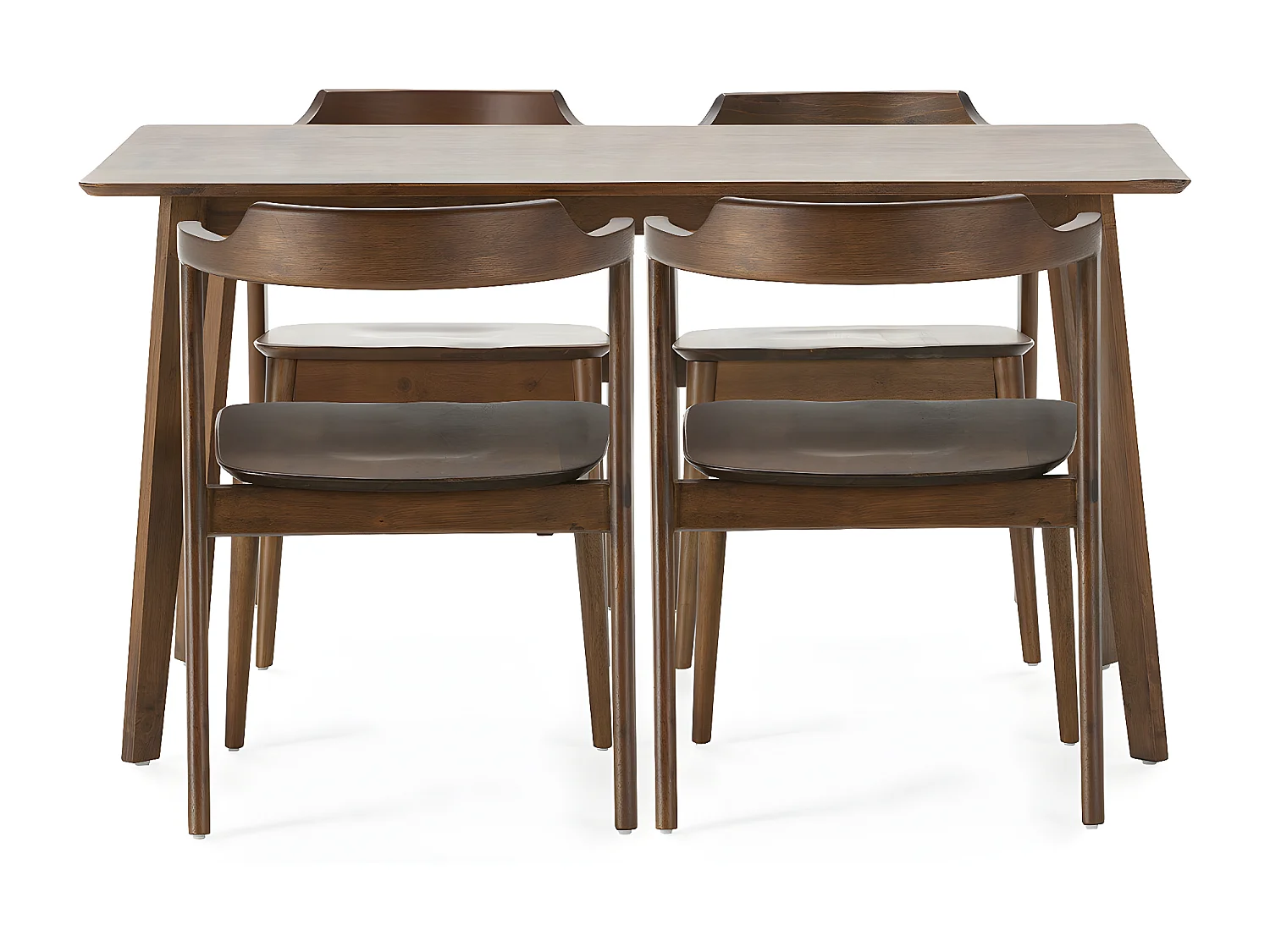 Juego de mesa 140x80 cm y 4 sillas de comedor Venus color Nogal