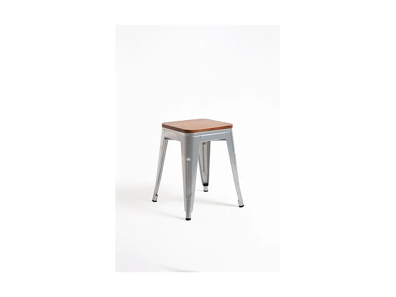 Taburetes Pequeños - Taburete Torix Pequeño Madera Natural - Gris metalizado