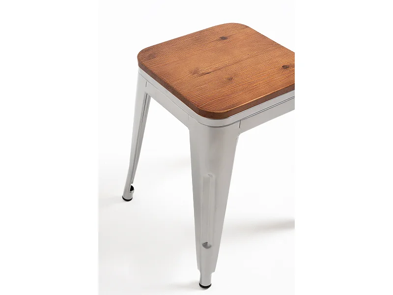 Taburetes Pequeños - Taburete Torix Pequeño Madera Natural - Gris metalizado