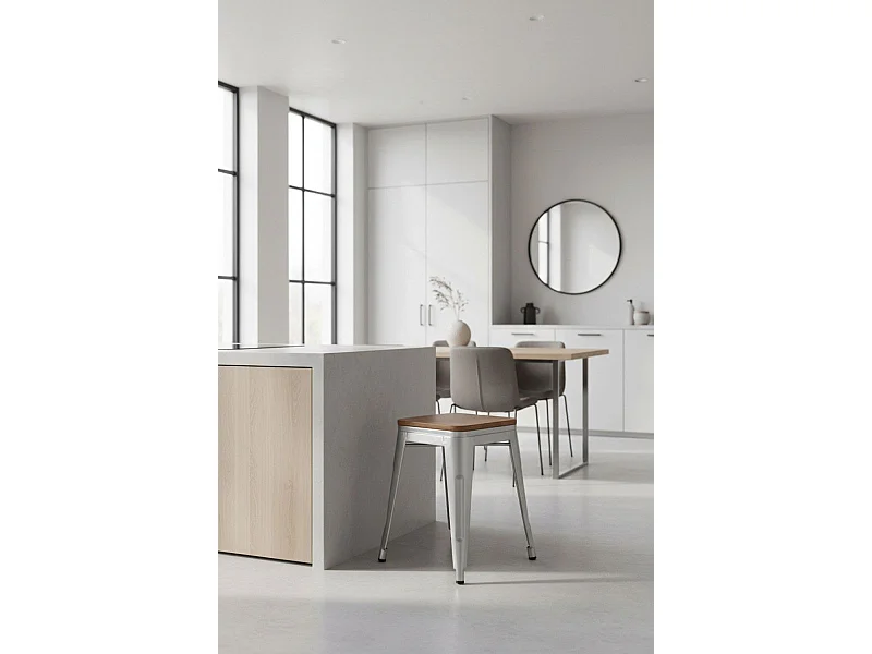 Taburetes Pequeños - Taburete Torix Pequeño Madera Natural - Gris metalizado