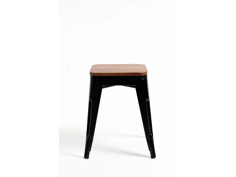 Taburetes Pequeños - Taburete Torix Pequeño Madera Natural - Negro