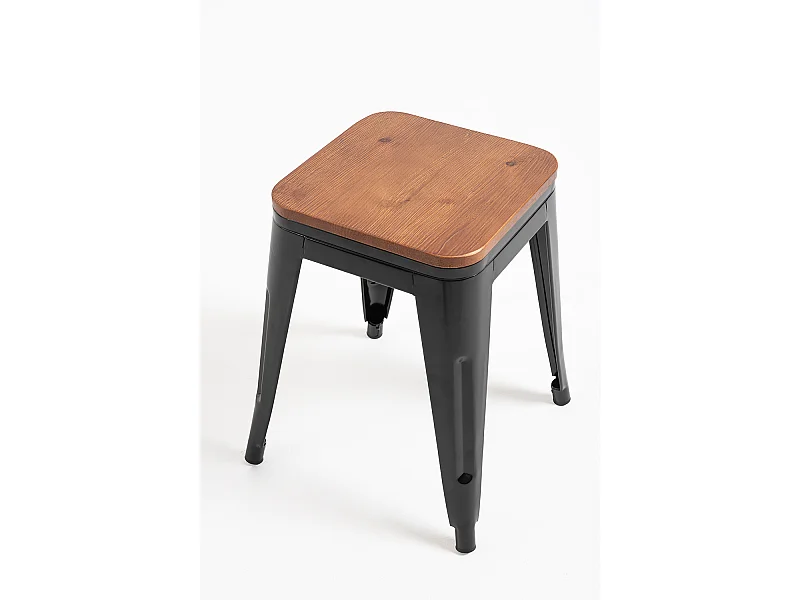Taburetes Pequeños - Taburete Torix Pequeño Madera Natural - Negro